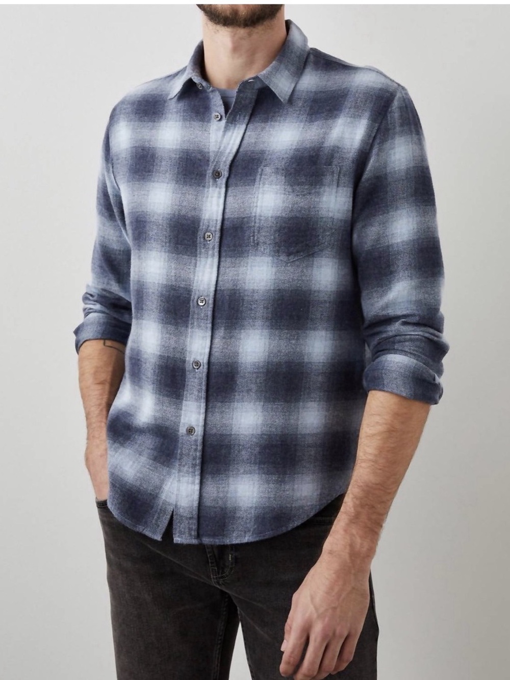 Rails Plaid Lennox Shirt in Denim Shadow XXL